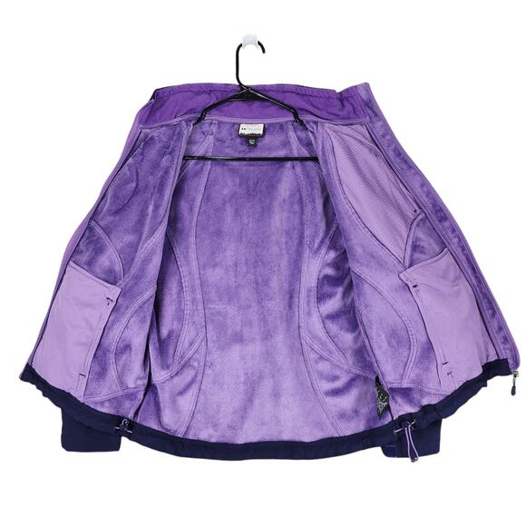 Double Diamond M Softshell Jacket Womens Fleece Lined Purple Zip Pockets‎ Bungee - Picture 3 of 13